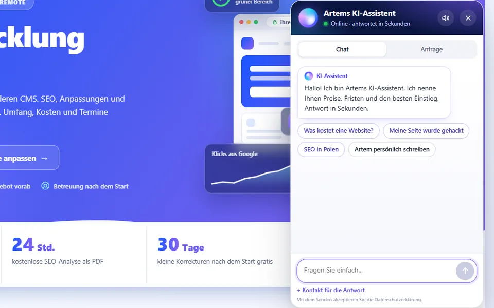 Chat mit dem KI-Assistenten auf tema.name