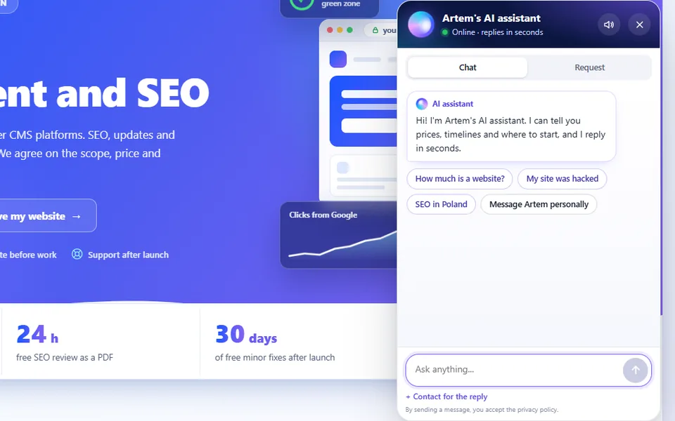 Chat with the AI assistant on tema.name